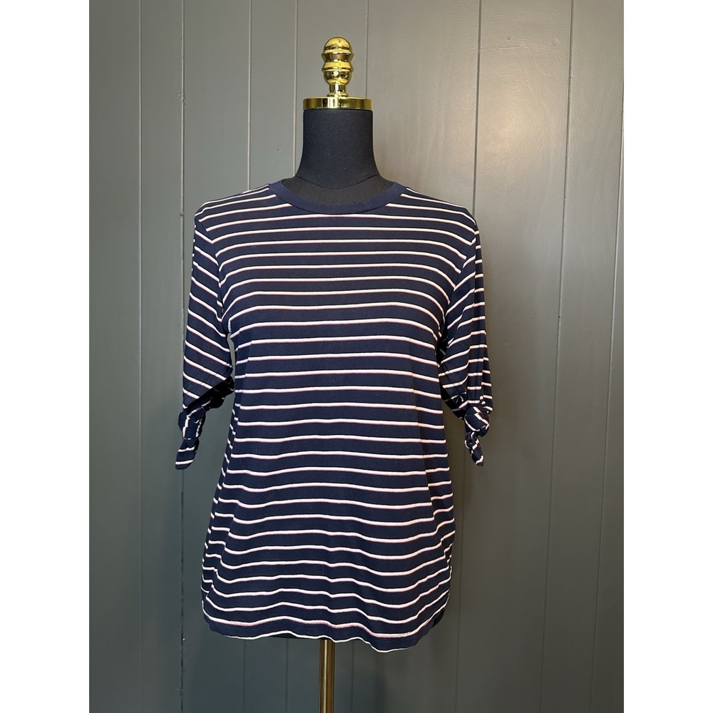 & Other Stories Navy‎ White Striped Short Sleeve Top US 6